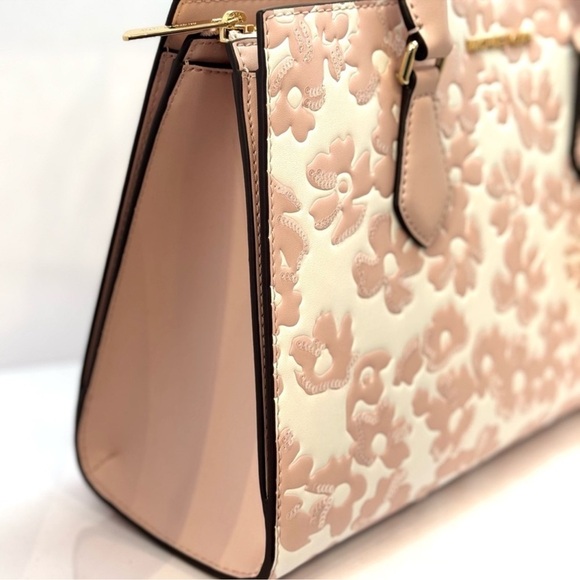 Michael Kors Sheila Medium Sequined Floral Satchel Bag Powder Blush Multi - Picture 6 of 12